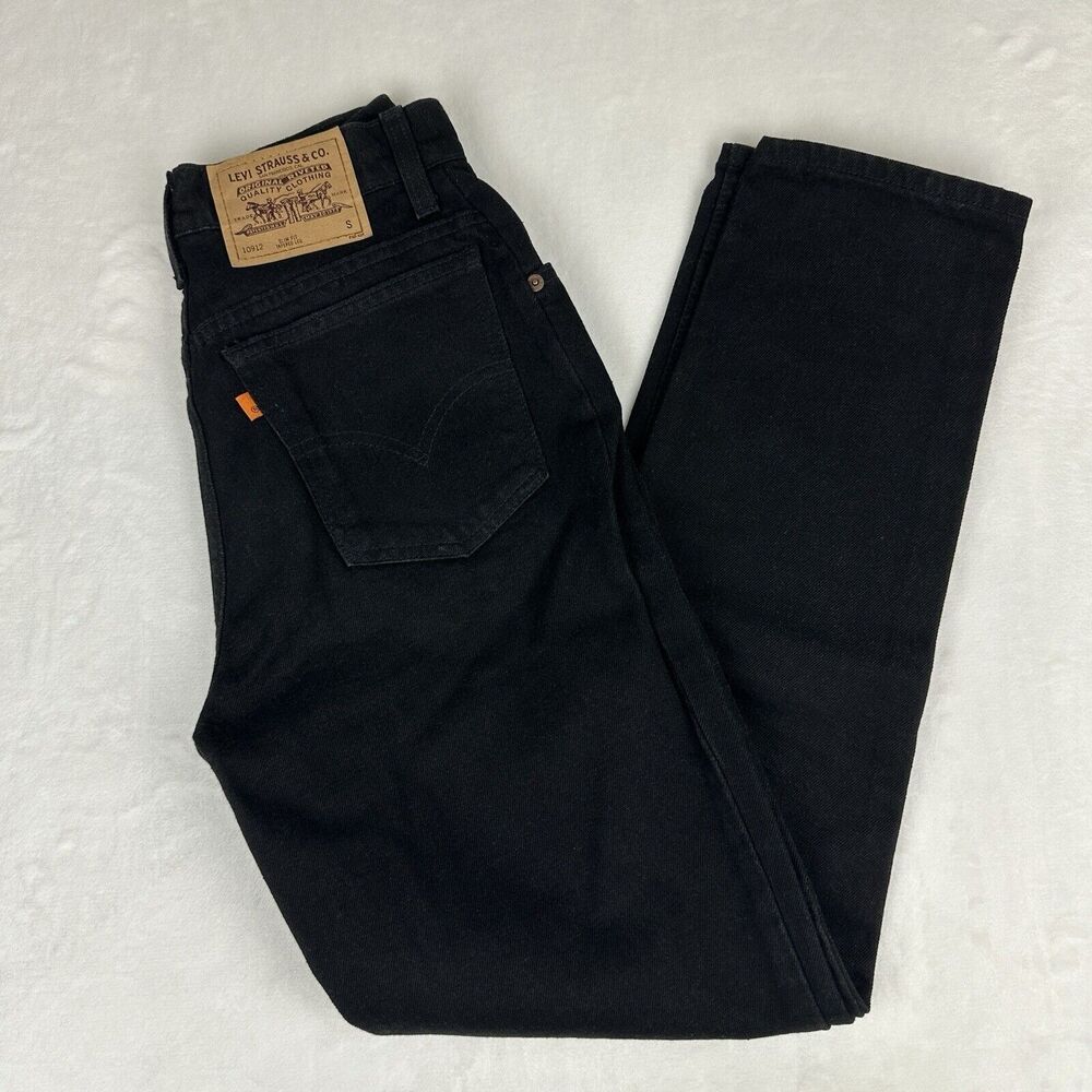 VTG Levis 912 Slim Tapered Jeans Size 7 Black Rigid Denim USA 90s NWOT Old Stock
